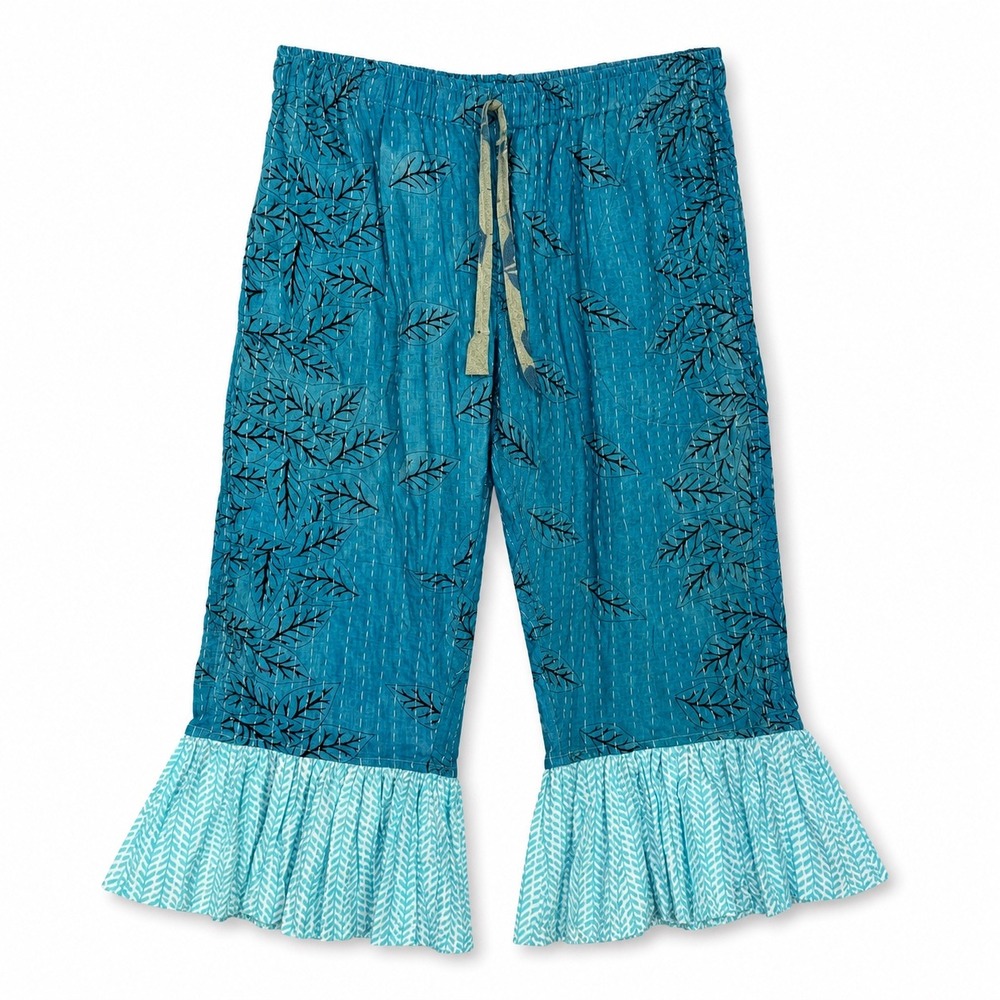 Kantha Patchwork Wide Leg Quilted Bloomer Pants OS Reversible Boho One Of A Kind - Picture 4 of 16